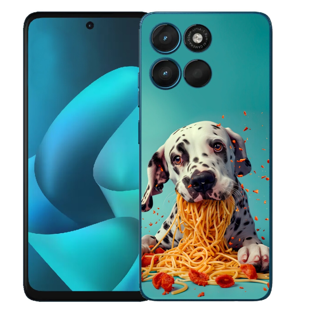 Gélový obal mmCase pre Motorola Moto G57 Power – dalmatín a špagety