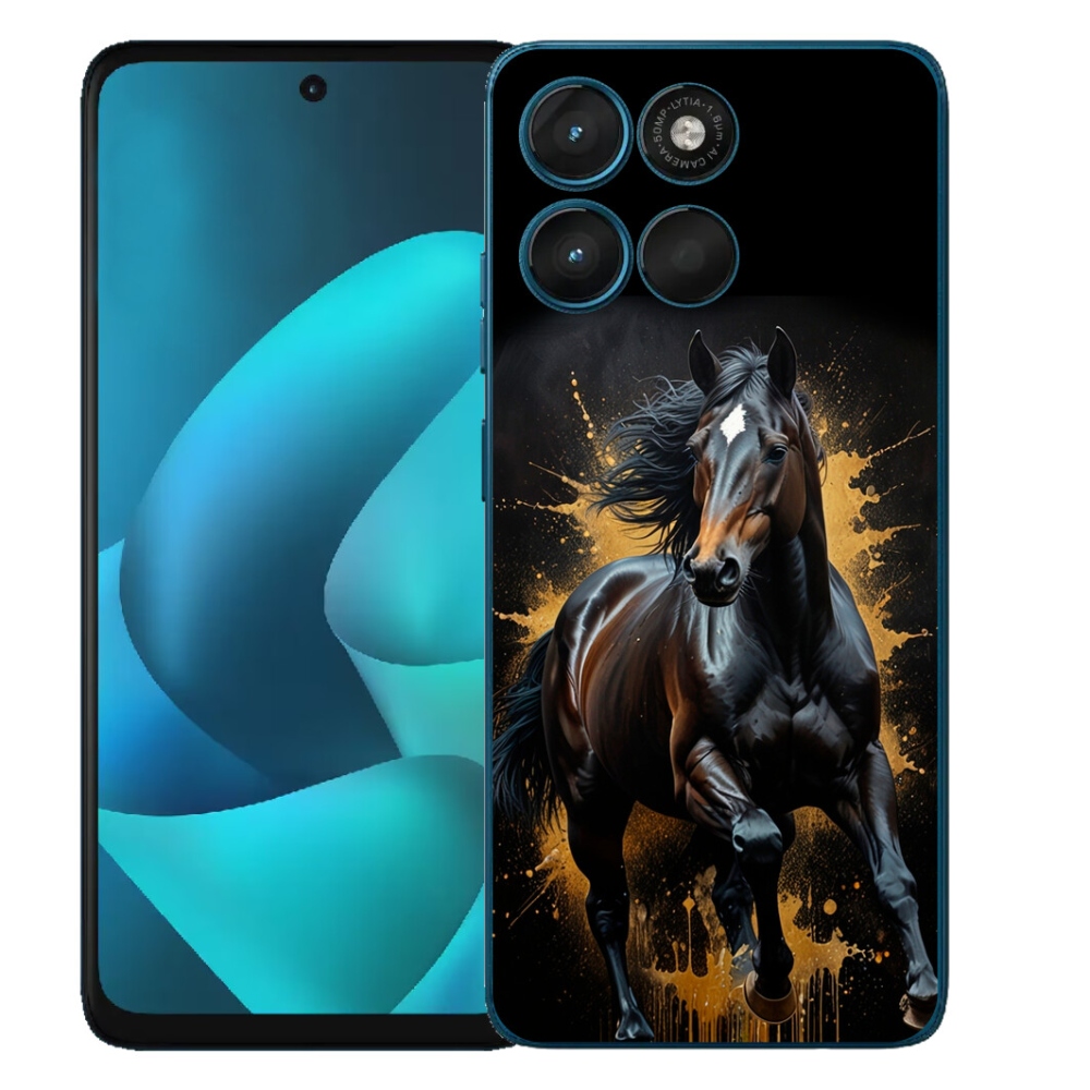 Gélový obal mmCase pre Motorola Moto G57 Power – elegantný čierny hřebec