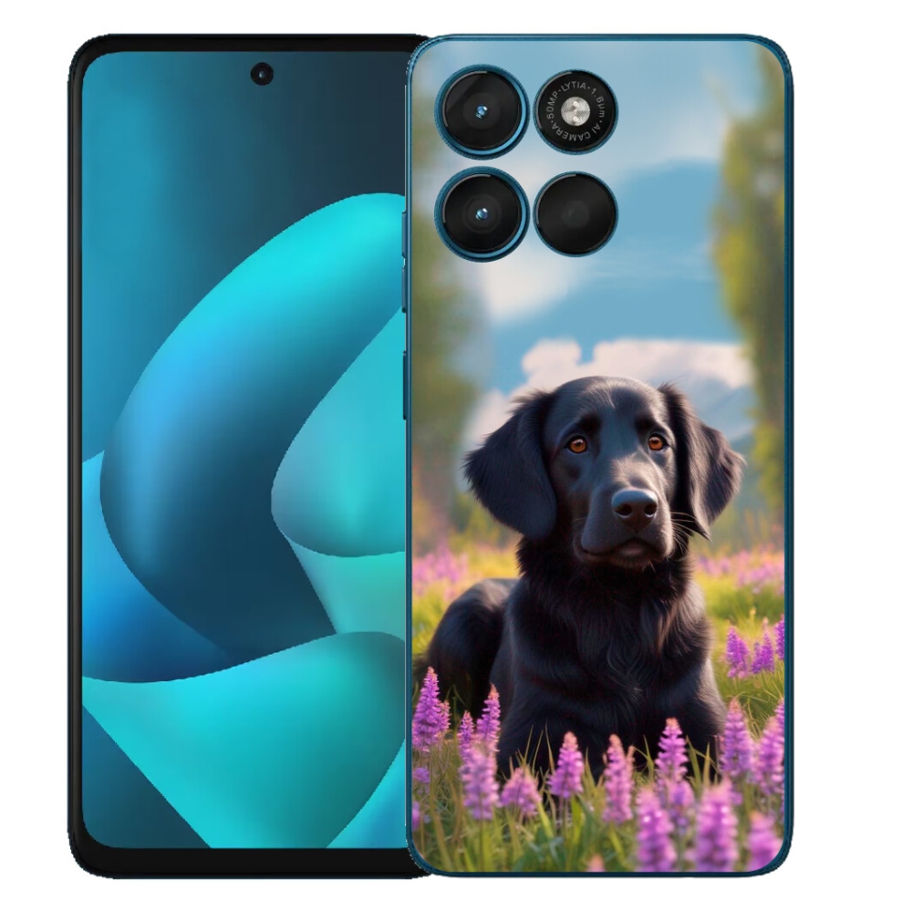 Gélový obal mmCase pre Motorola Moto G57 Power – elegantný čierny retriever