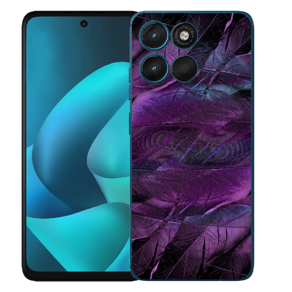 Gélový obal mmCase pre Motorola Moto G57 Power – fialové pierka