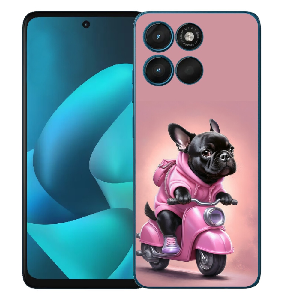 Gélový obal mmCase pre Motorola Moto G57 Power – francúzsky buldoček na skútri