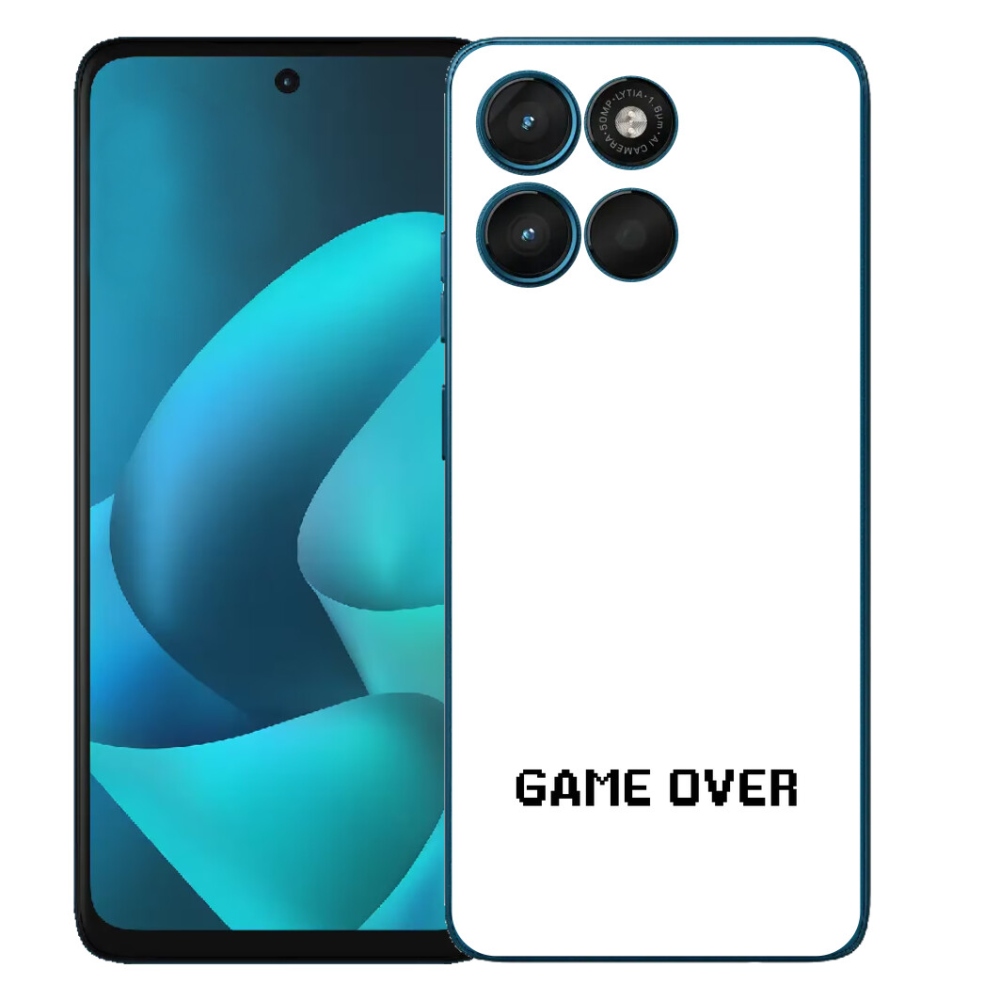 Gélový obal mmCase pre Motorola Moto G57 Power – „game over“ na bielom pozadí