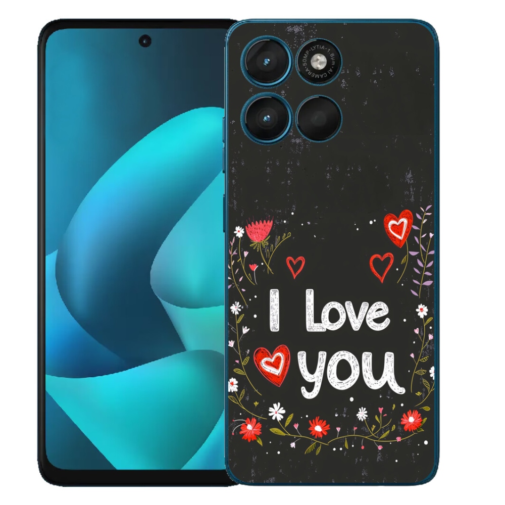 Gélový obal mmCase pre Motorola Moto G57 Power – I love you na čiernom pozadí