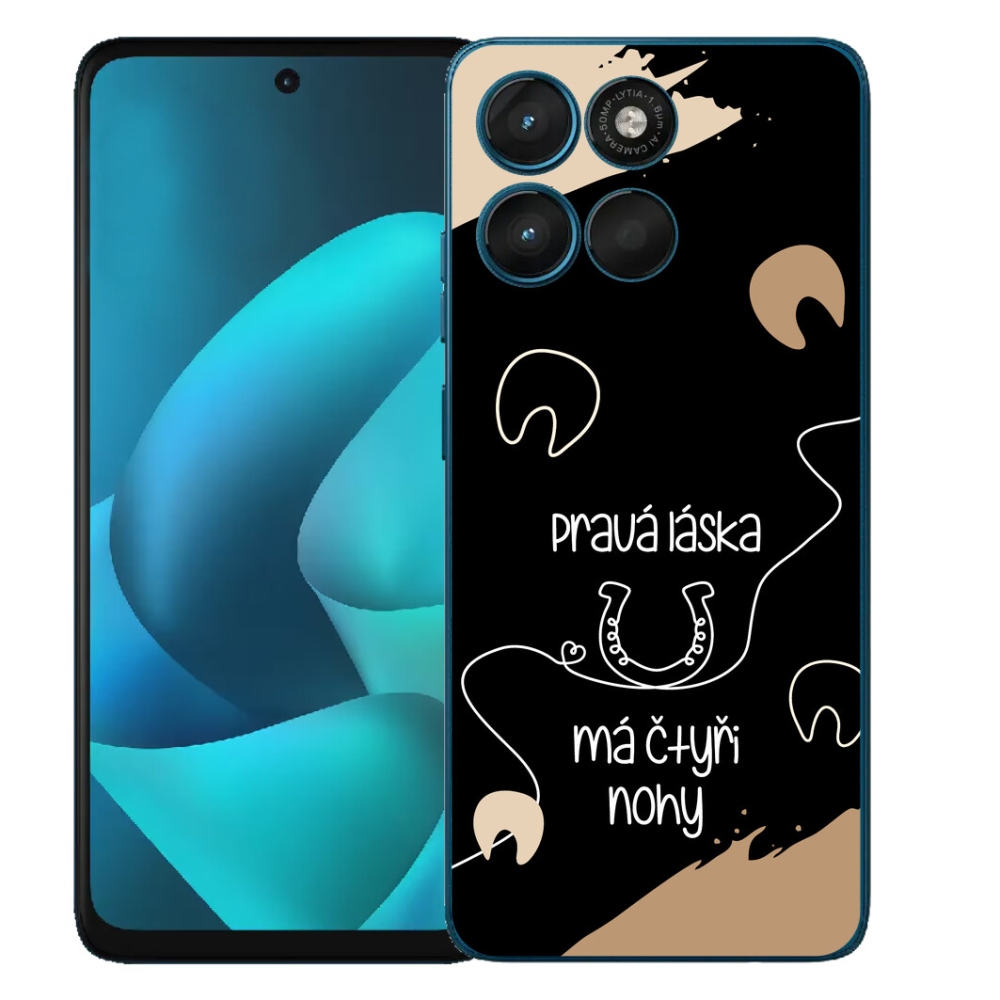Gélový obal mmCase pre Motorola Moto G57 Power – motív koňa na čiernom pozadí