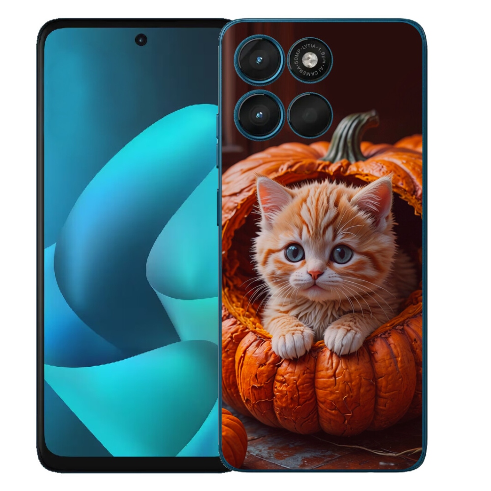 Gélový obal mmCase pre Motorola Moto G57 Power – mačiatko a tekvica 2
