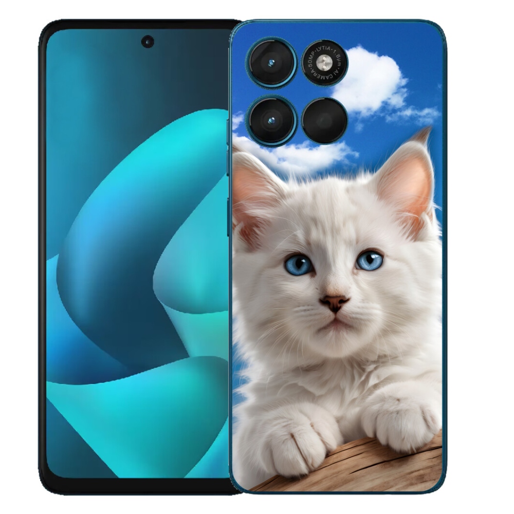 Gélový obal mmCase pre Motorola Moto G57 Power – mačiatko a obláčiky