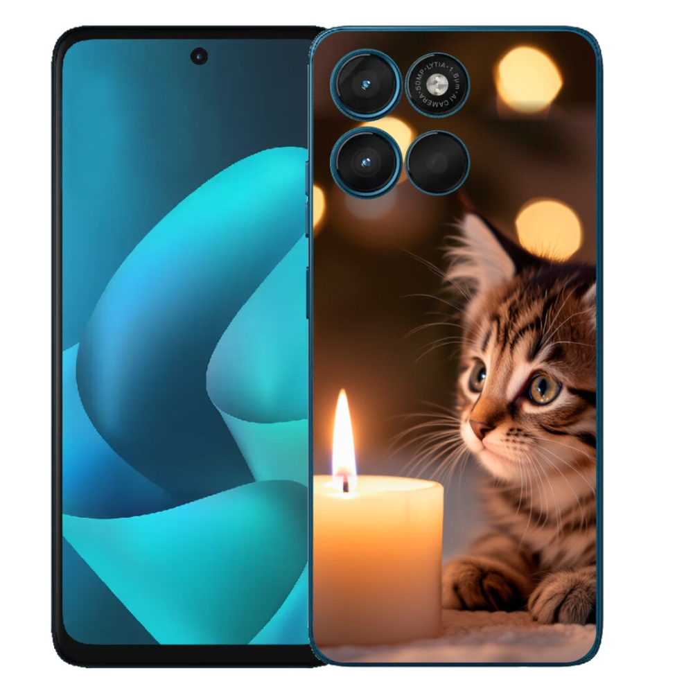 Gélový obal mmCase pre Motorola Moto G57 Power – mačiatko a sviečka