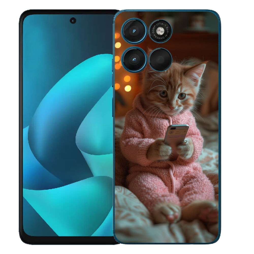 Gélový obal mmCase na Motorola Moto G57 Power – mačiatko s mobilom