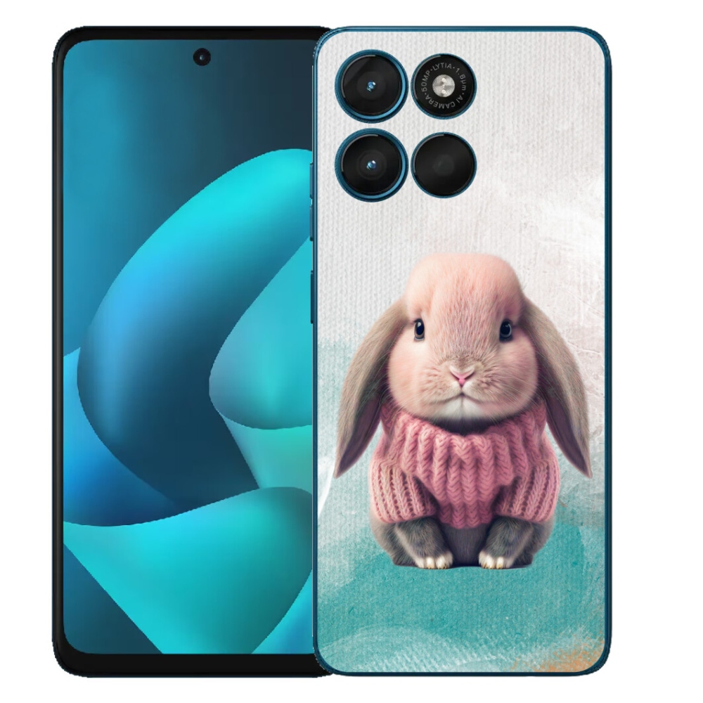 Gélový obal mmCase pre Motorola Moto G57 Power – zajačik v svetri
