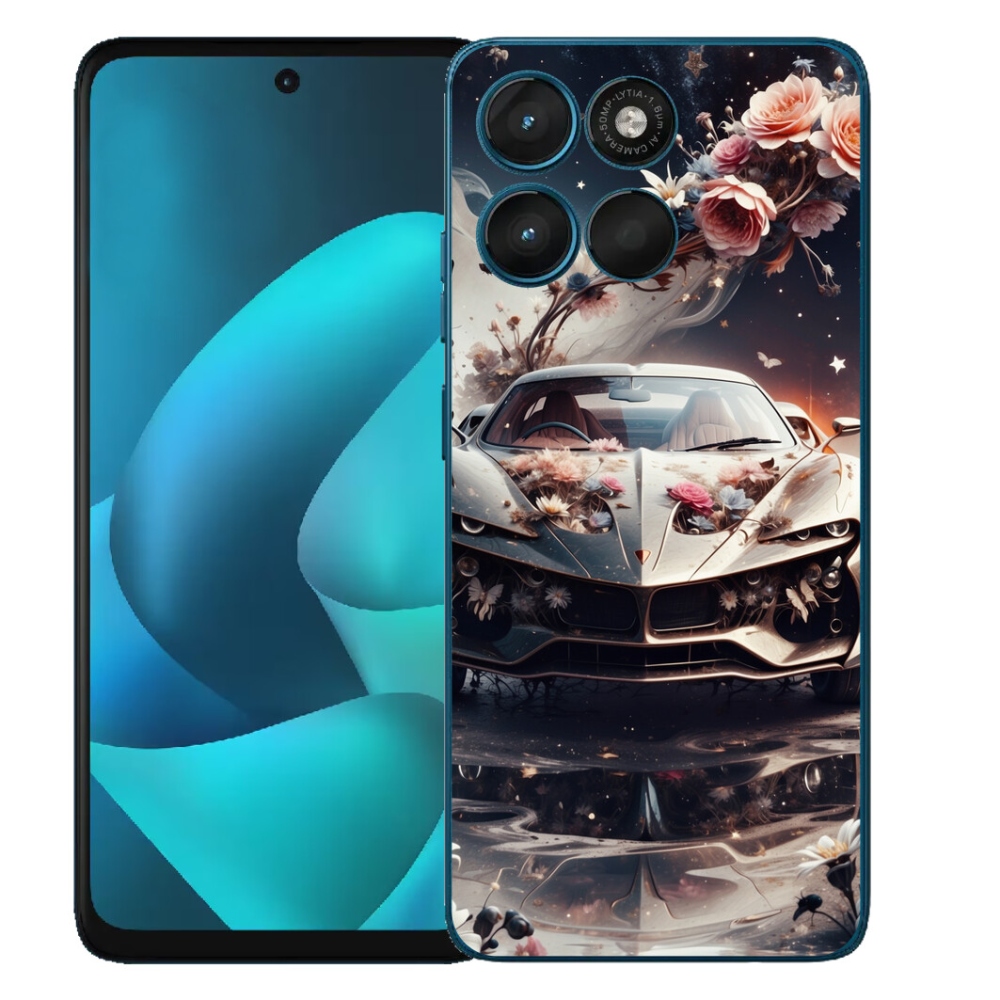 Gélový obal mmCase pre Motorola Moto G57 Power – kvetinový športový automobil