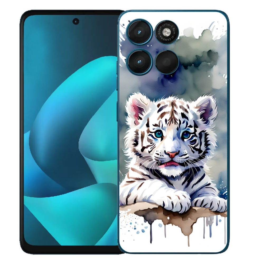 Gélový obal mmCase pre Motorola Moto G57 Power – mláďa bieleho tigra