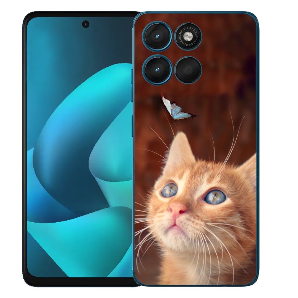 Gélový obal mmCase na Motorola Moto G57 Power – motýľ a mačiatko