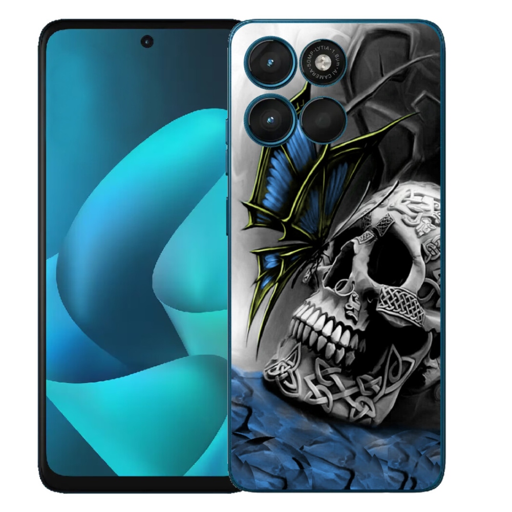 Gélový obal mmCase na Motorola Moto G57 Power – motýľ a lebka