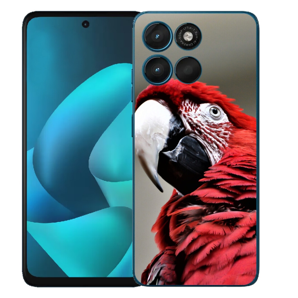 Gélový obal mmCase pre Motorola Moto G57 Power – červený papagáj ara