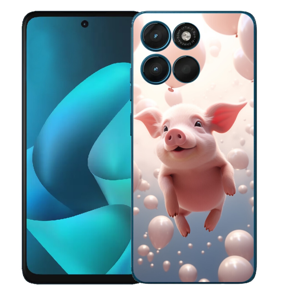 Gélový obal mmCase na Motorola Moto G57 Power – prasiatko s balónikmi