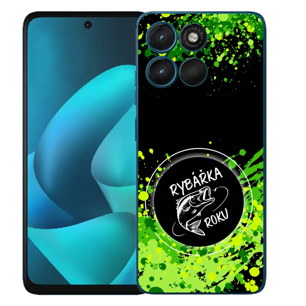 Gélový obal mmCase pre Motorola Moto G57 Power – Rybárka roka na čiernom pozadí