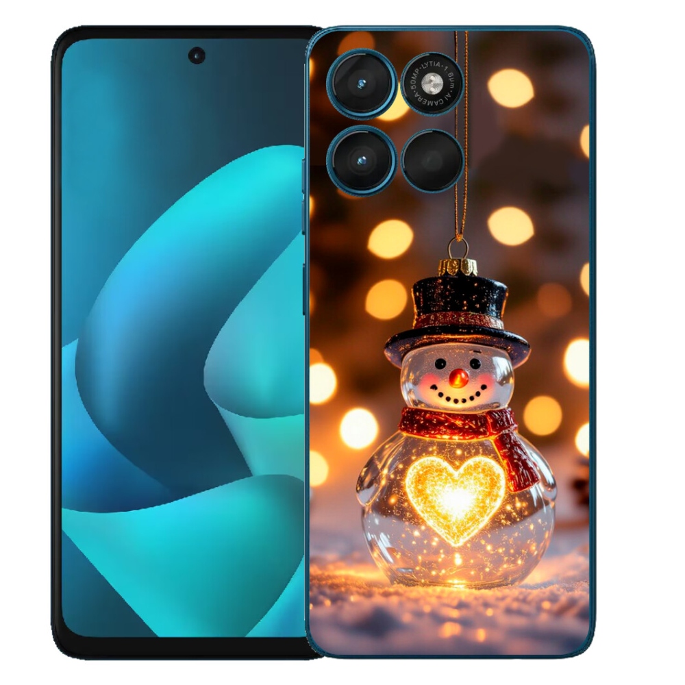 Gélový obal mmCase pre Motorola Moto G57 Power – svietiaci vianočný snehuliak