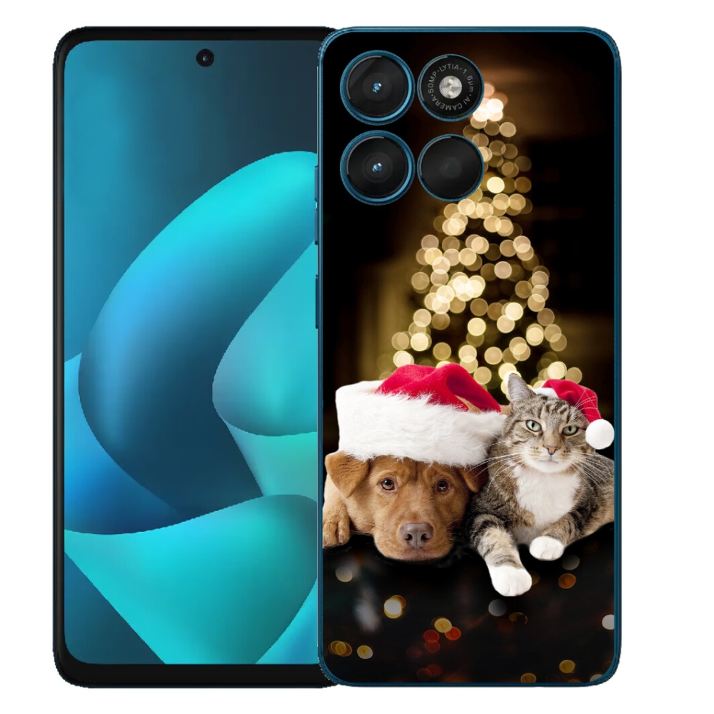 Gélový obal mmCase pre Motorola Moto G57 Power – vianočný psík a mačka