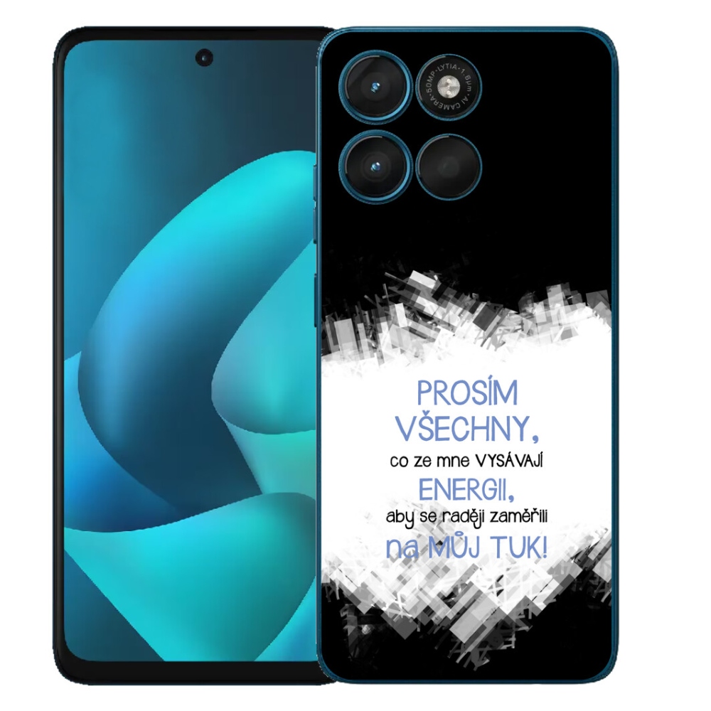 Gélový obal mmCase na Motorola Moto G57 Power – vtipný nápis, 1 ks, modrý