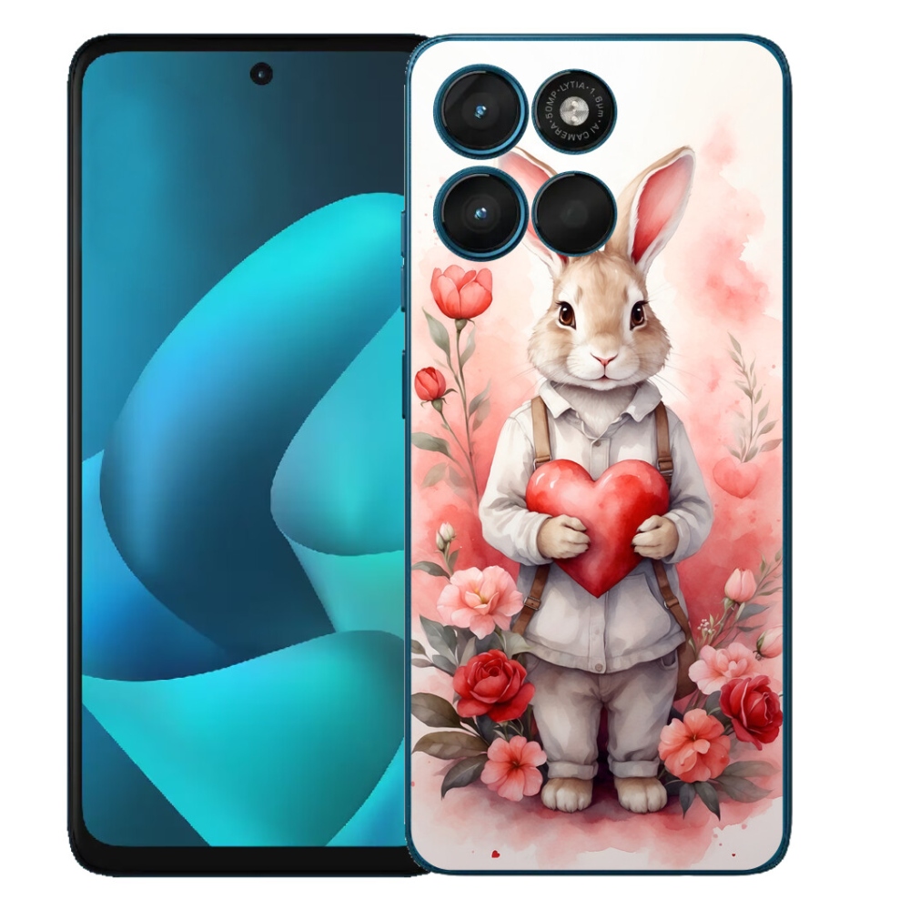 Gélový obal mmCase pre Motorola Moto G57 Power – zajac so srdiečkom