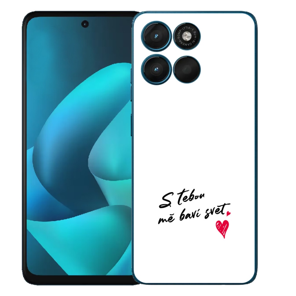 Gélový obal mmCase pre Motorola Moto G57 Power – text „zamilovaný“ 1, biele pozadie