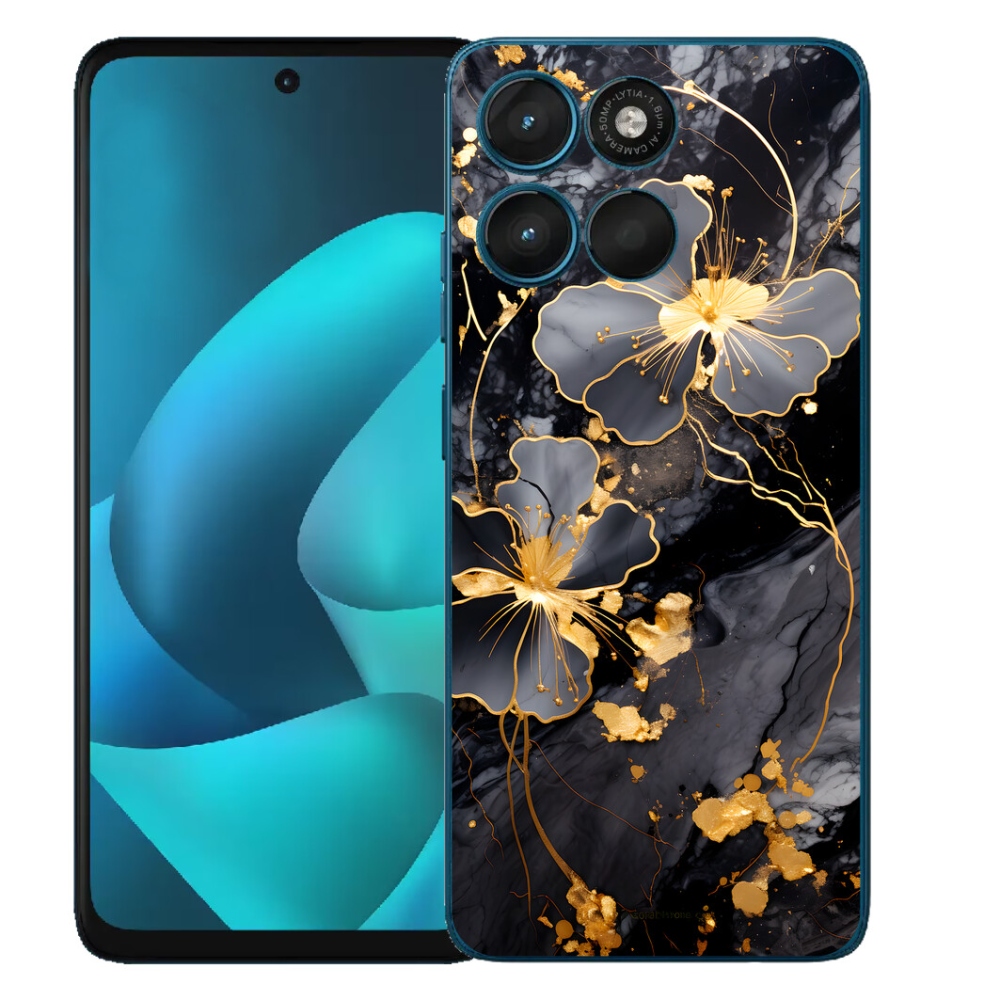 Gélový obal mmCase pre Motorola Moto G57 Power – zlaté kvety