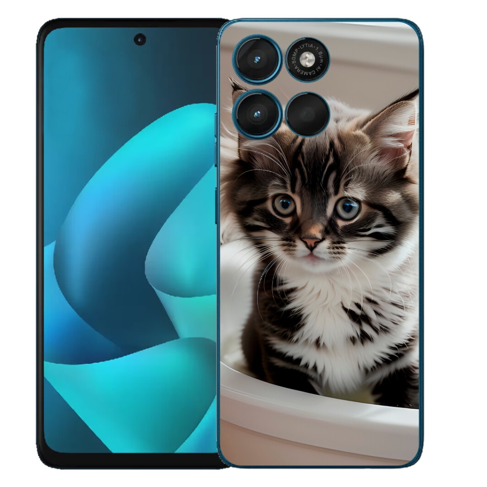 Gélový obal mmCase pre Motorola Moto G57 Power – zvedavé mačiatko