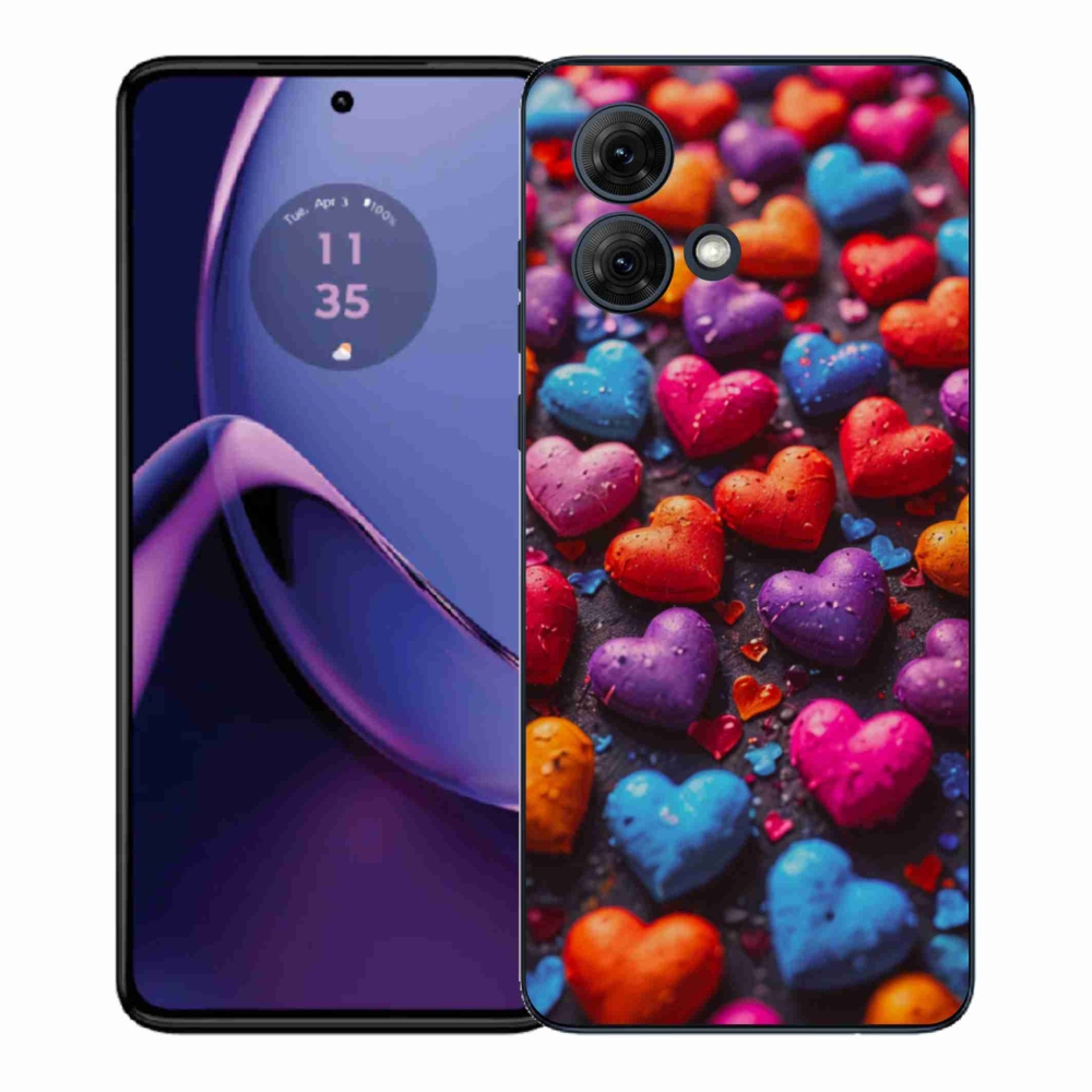 Gélový kryt mmCase na Motorola Moto G84 5G - farebné srdcia