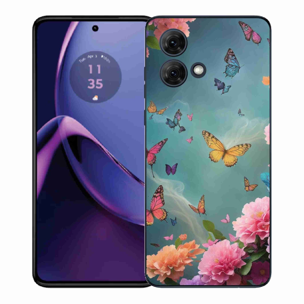 Gélový kryt mmCase na Motorola Moto G84 5G - farebné kvety a motýle