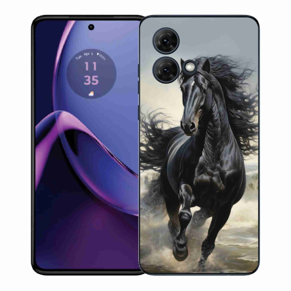 Gélový kryt mmCase na Motorola Moto G84 5G - bežiaci čierny kôň