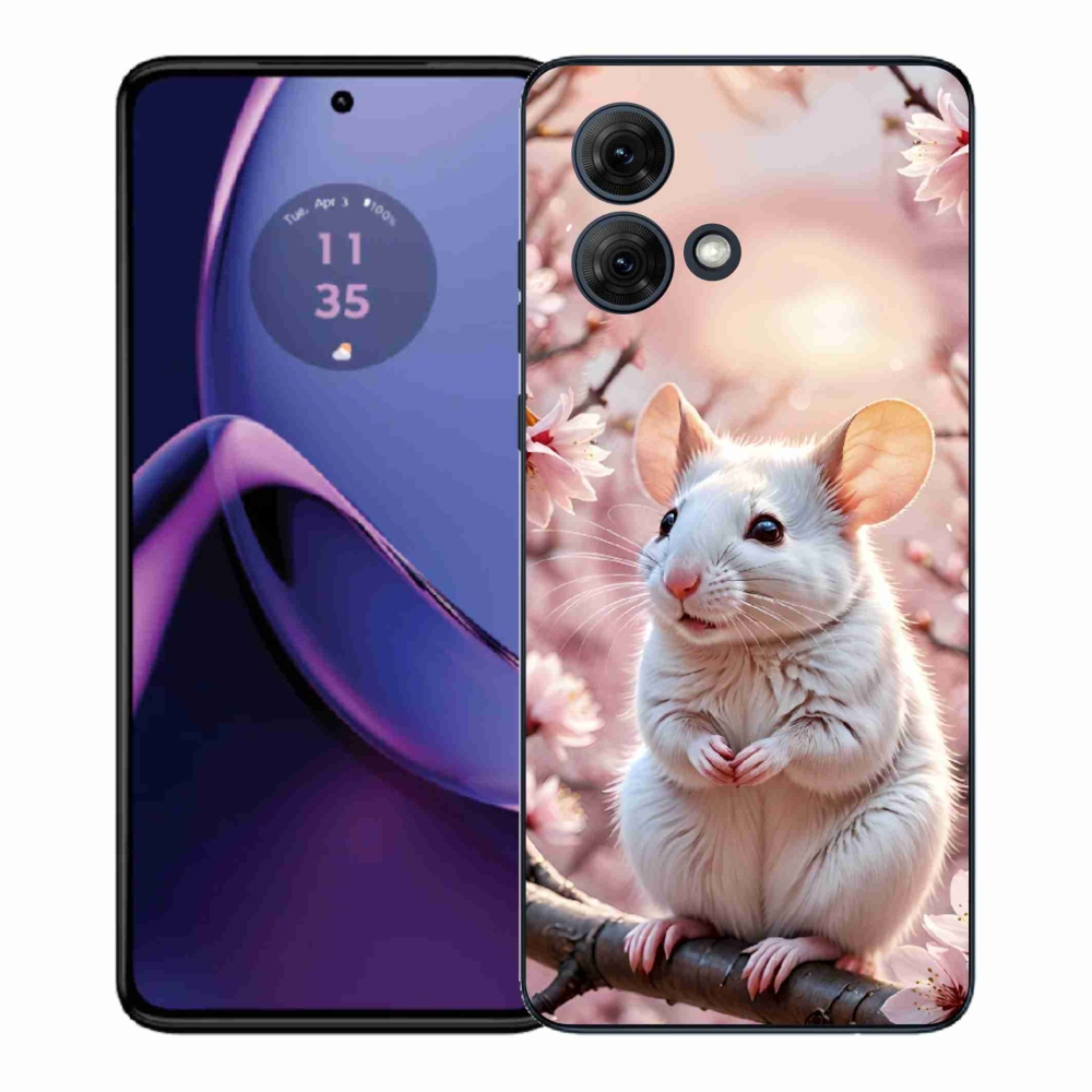 Gélový kryt mmCase na Motorola Moto G84 5G - biela myš na vetve
