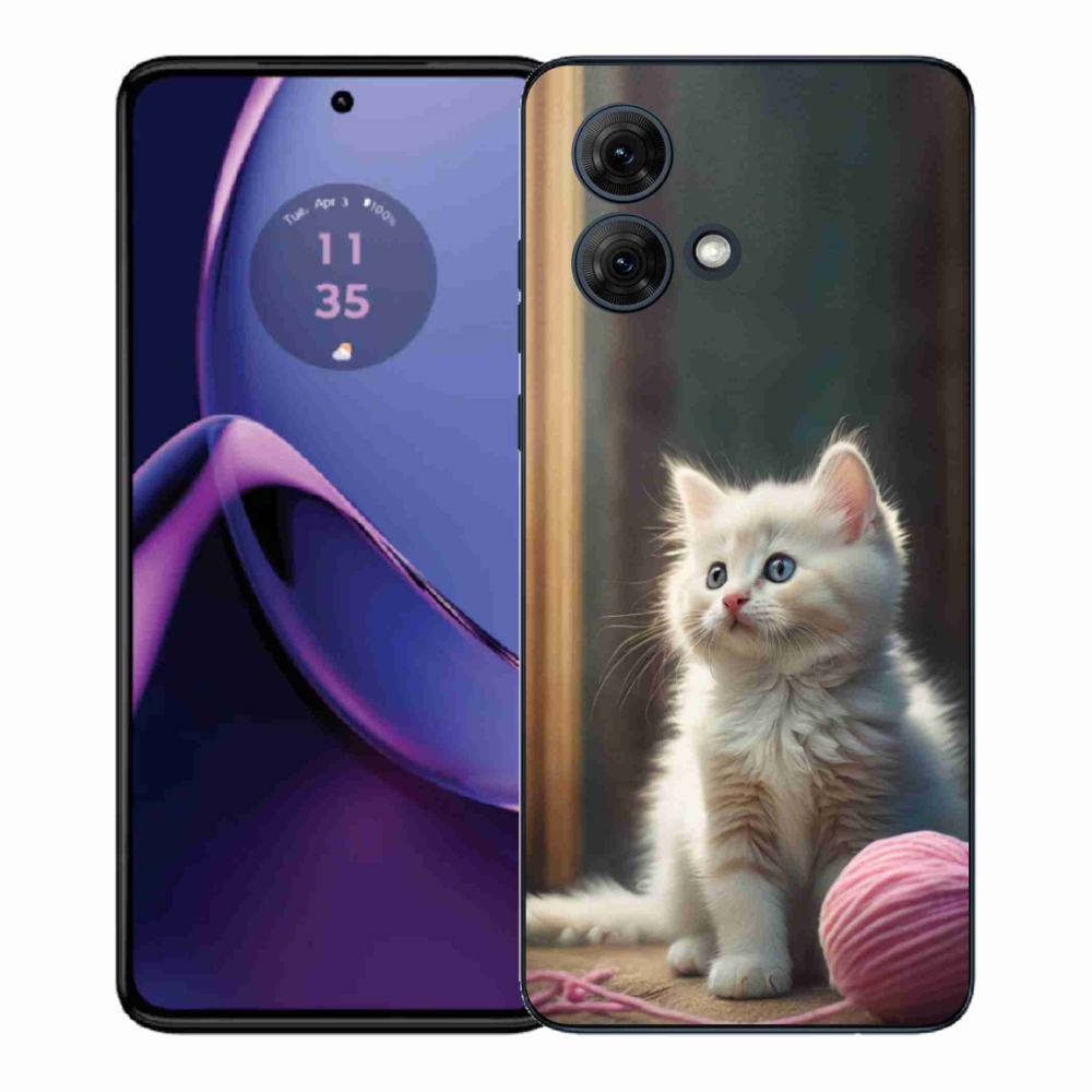 Gélový kryt mmCase na Motorola Moto G84 5G - biele mačiatko 2