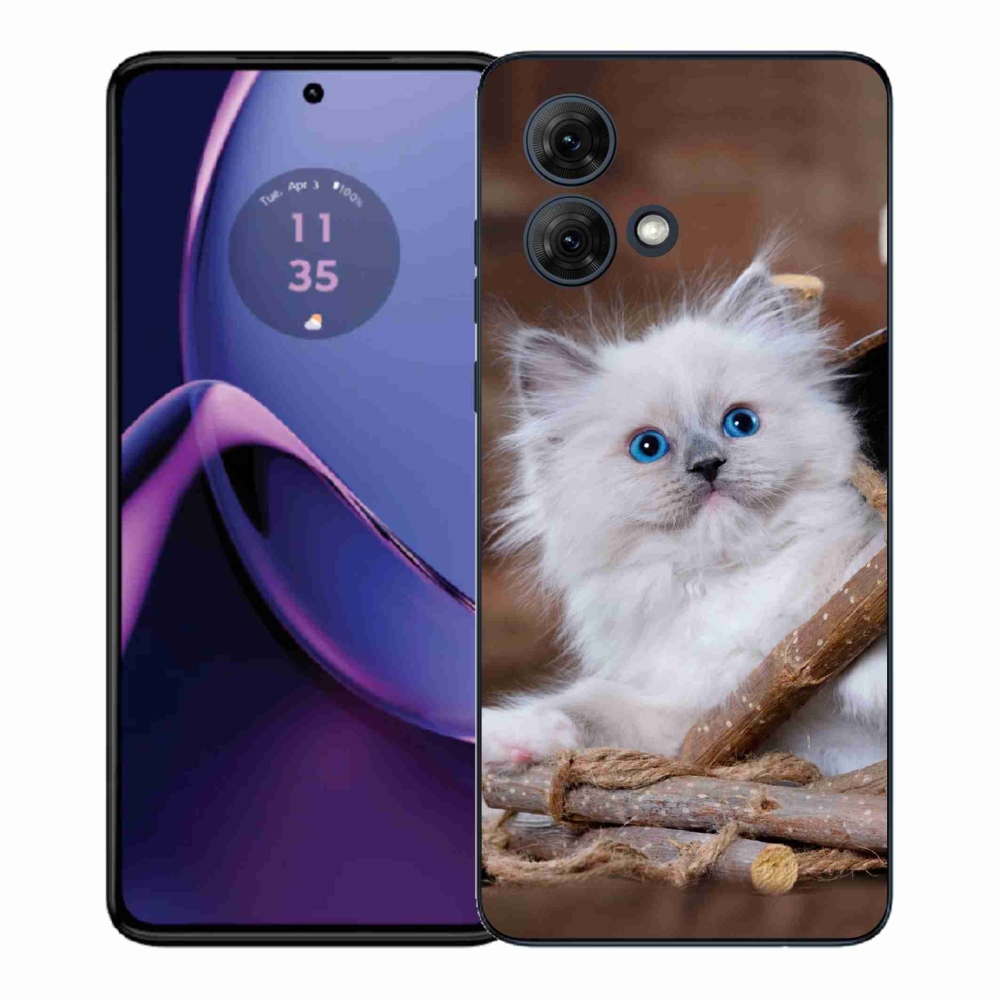 Gélový kryt mmCase na Motorola Moto G84 5G - biele mačiatko