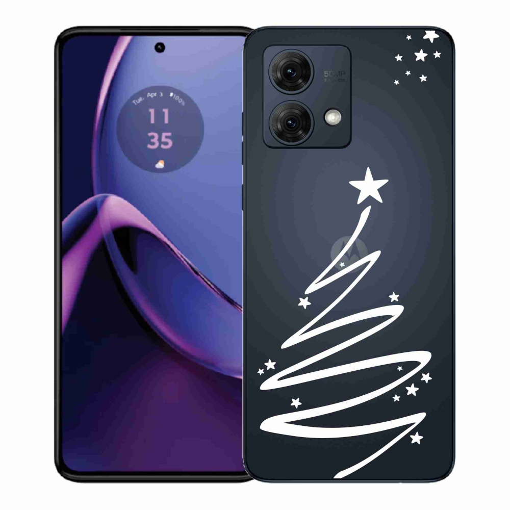 Gélový kryt mmCase na Motorola Moto G84 5G - biely stromček na priehľadnom pozadí