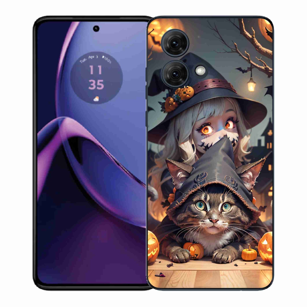 Gélový kryt mmCase na Motorola Moto G84 5G - čarodejnica s mačkou