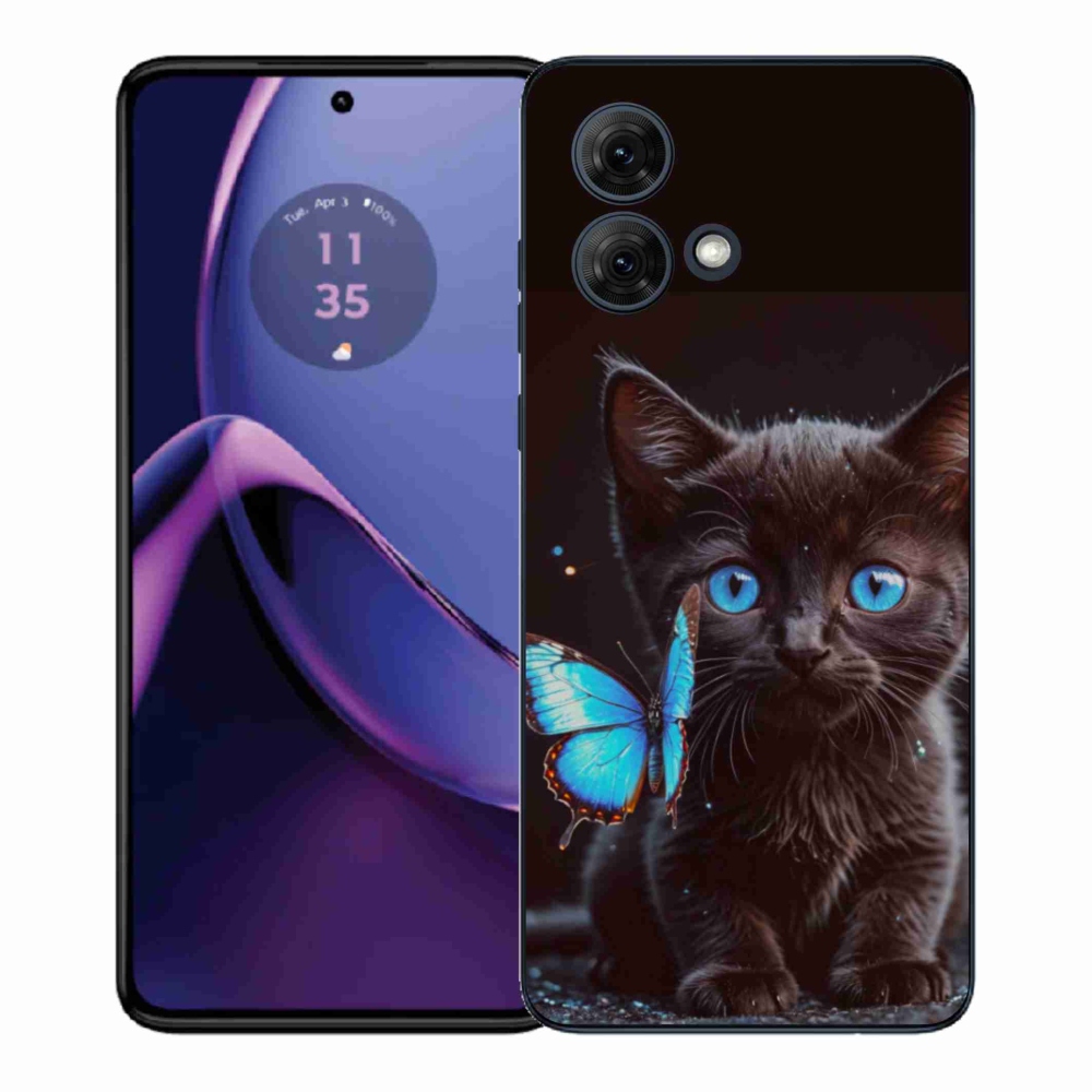 Gélový kryt mmCase na Motorola Moto G84 5G - čierne mačiatko 3
