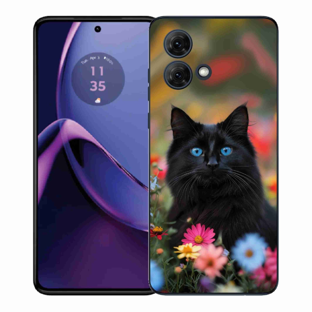 Gélový kryt mmCase na Motorola Moto G84 5G - čierne mačiatko 4