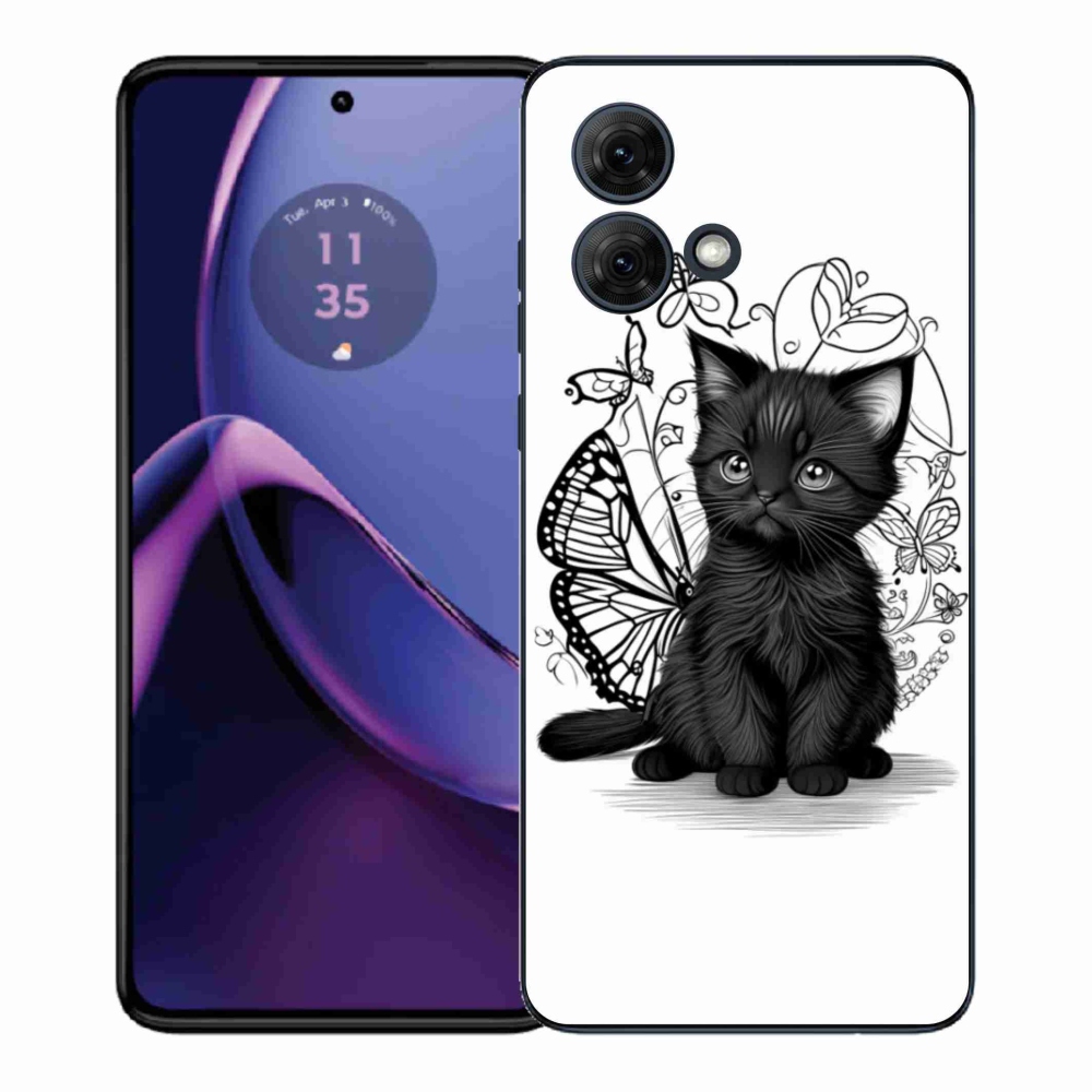Gélový kryt mmCase na Motorola Moto G84 5G - čierne mačiatko