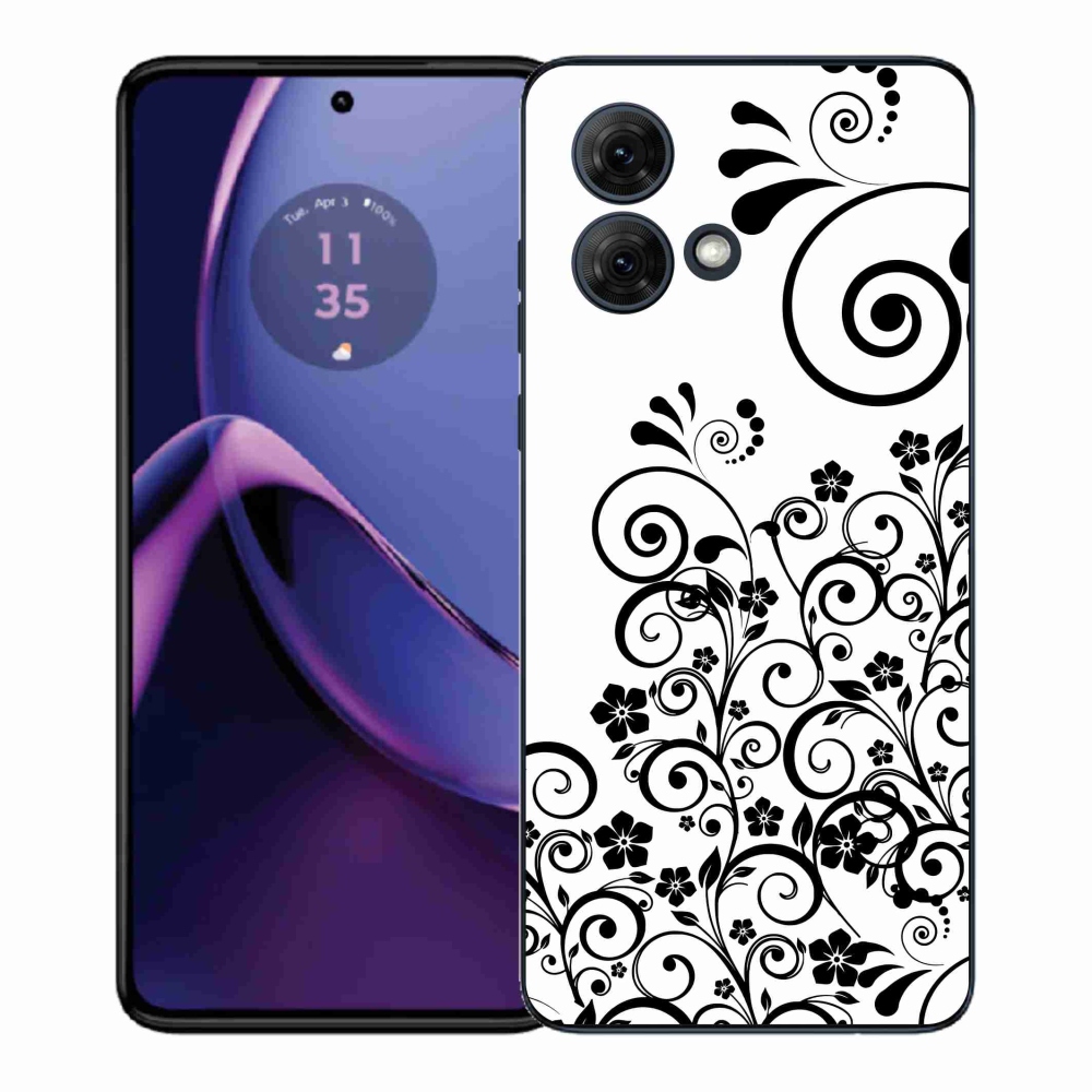 Gélový kryt mmCase na Motorola Moto G84 5G - čiernobiele kvetinové vzory