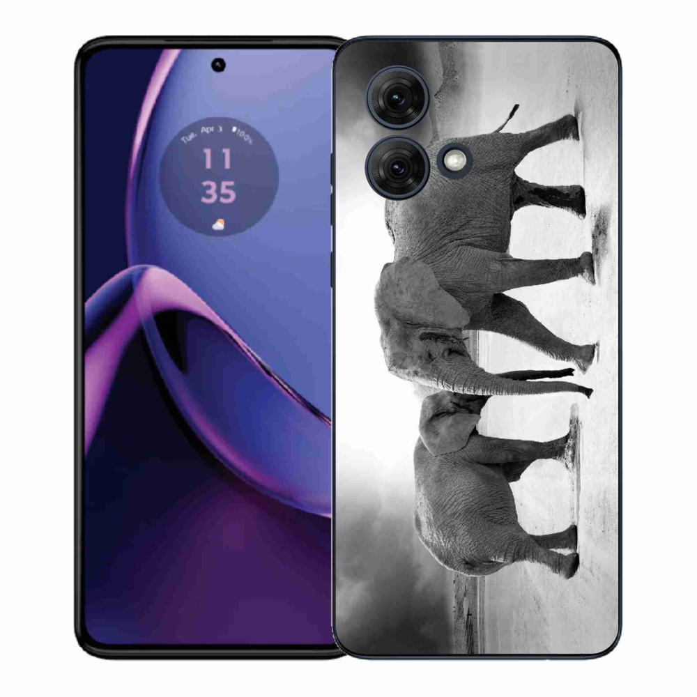 Gélový kryt mmCase na Motorola Moto G84 5G - čiernobieli slony