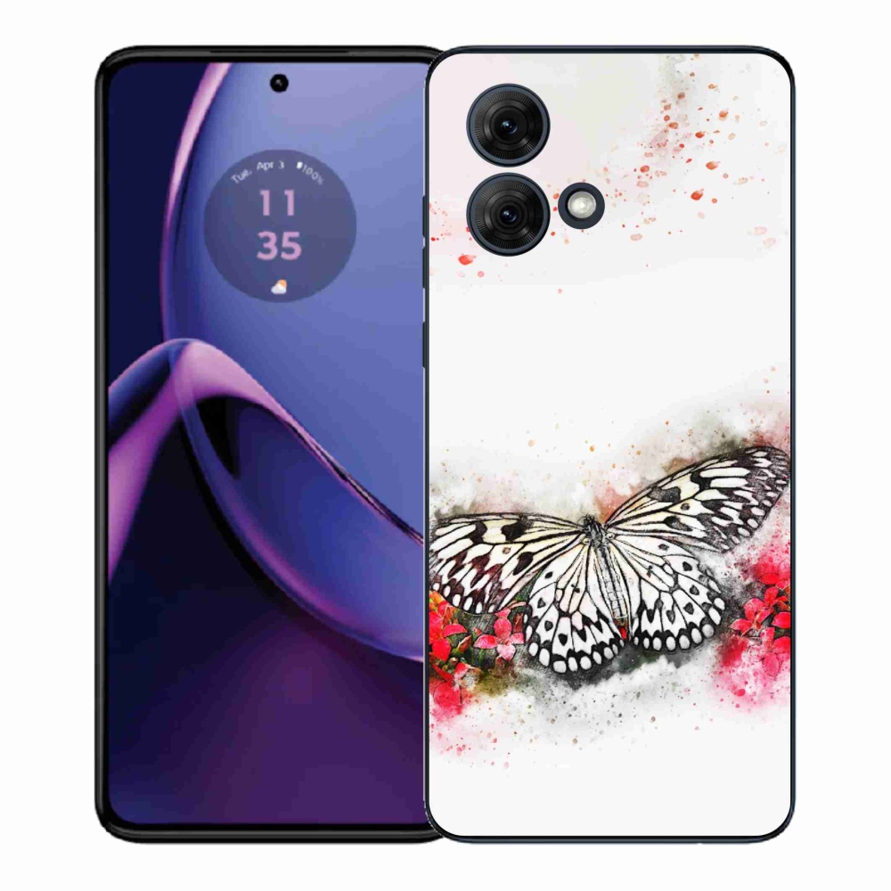 Gélový kryt mmCase na Motorola Moto G84 5G - čiernobiely motýľ