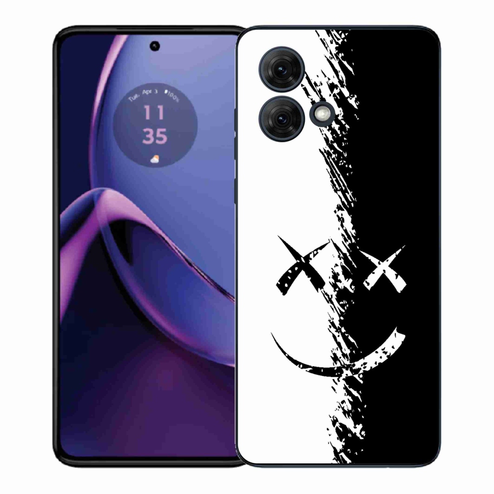 Gélový kryt mmCase na Motorola Moto G84 5G - čiernobiely smajlík