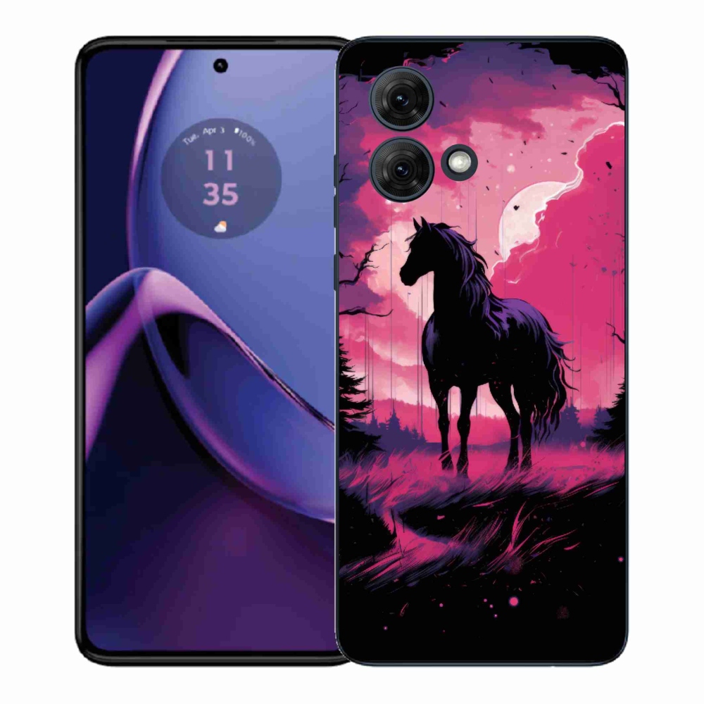 Gélový kryt mmCase na Motorola Moto G84 5G - čierny kreslený kôň 1