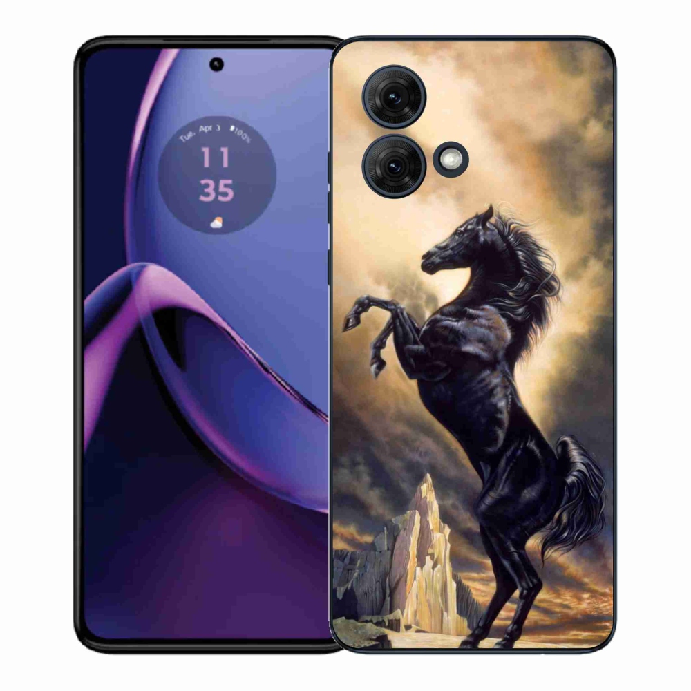 Gélový kryt mmCase na Motorola Moto G84 5G - čierny kreslený kôň