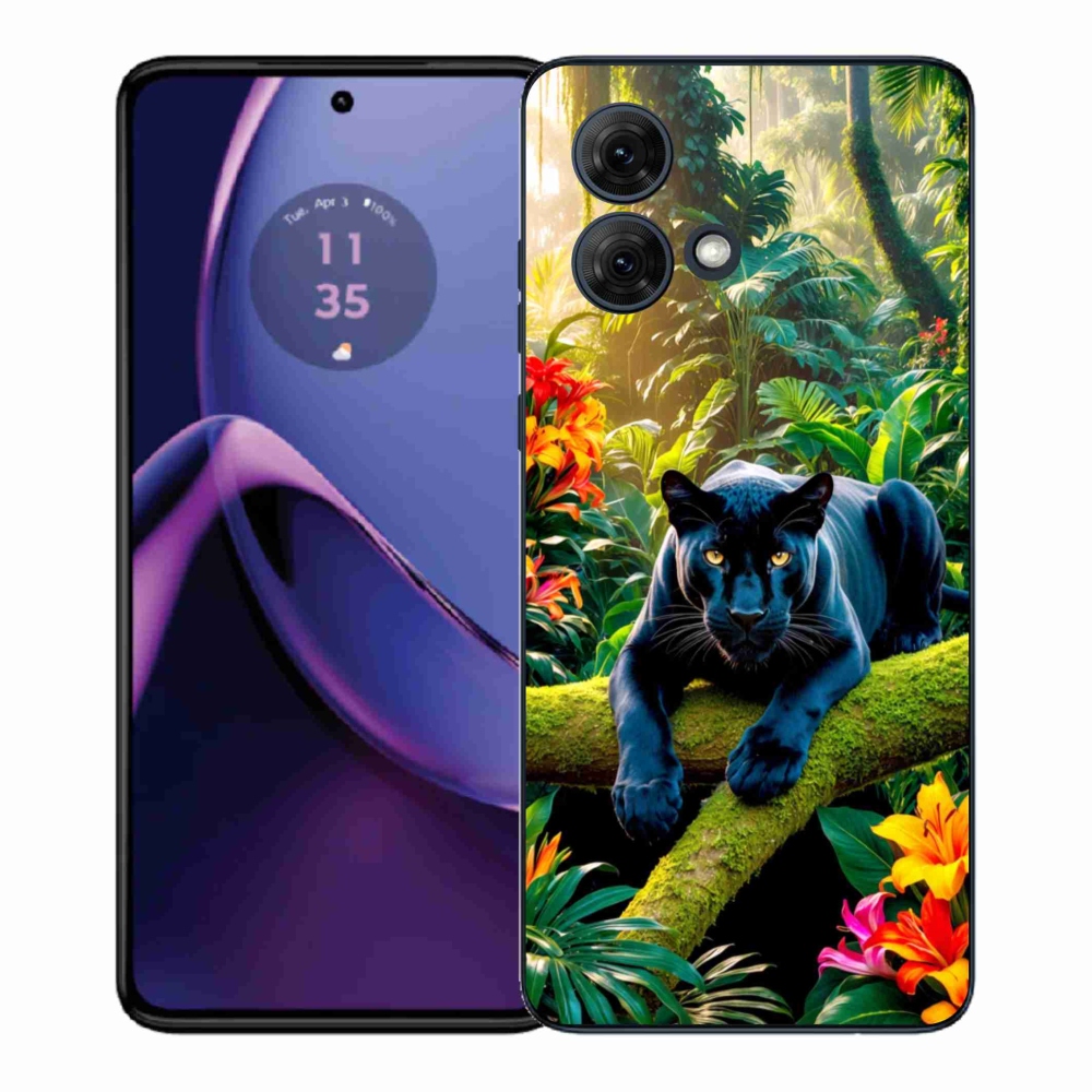 Gélový kryt mmCase na Motorola Moto G84 5G - čierny panter v džungli