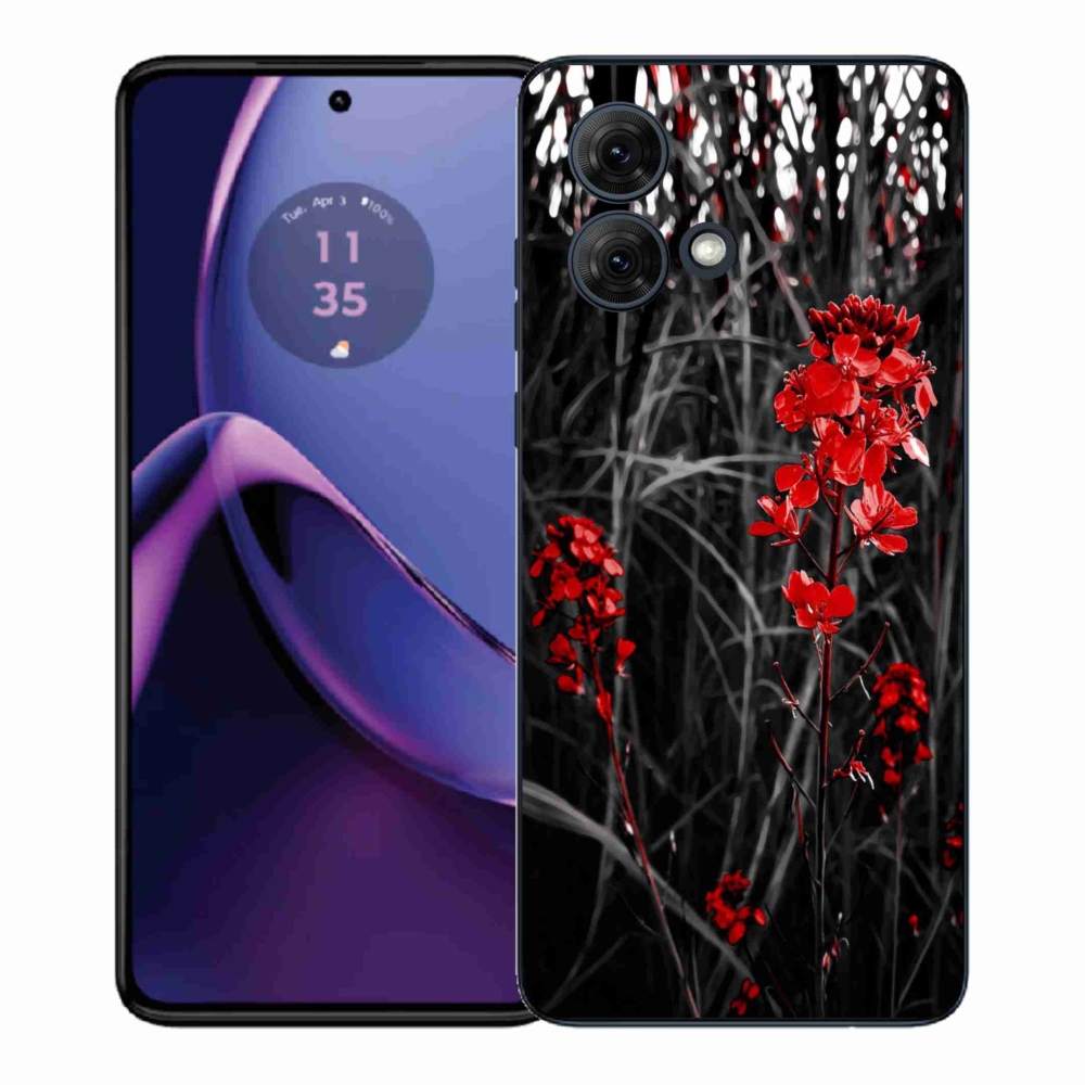 Gélový kryt mmCase na Motorola Moto G84 5G - červená rastlina