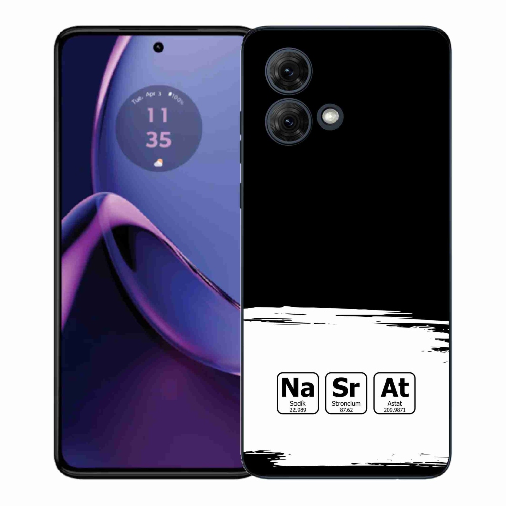 Gélový kryt mmCase na Motorola Moto G84 5G - chemické prvky bieločierne pozadie