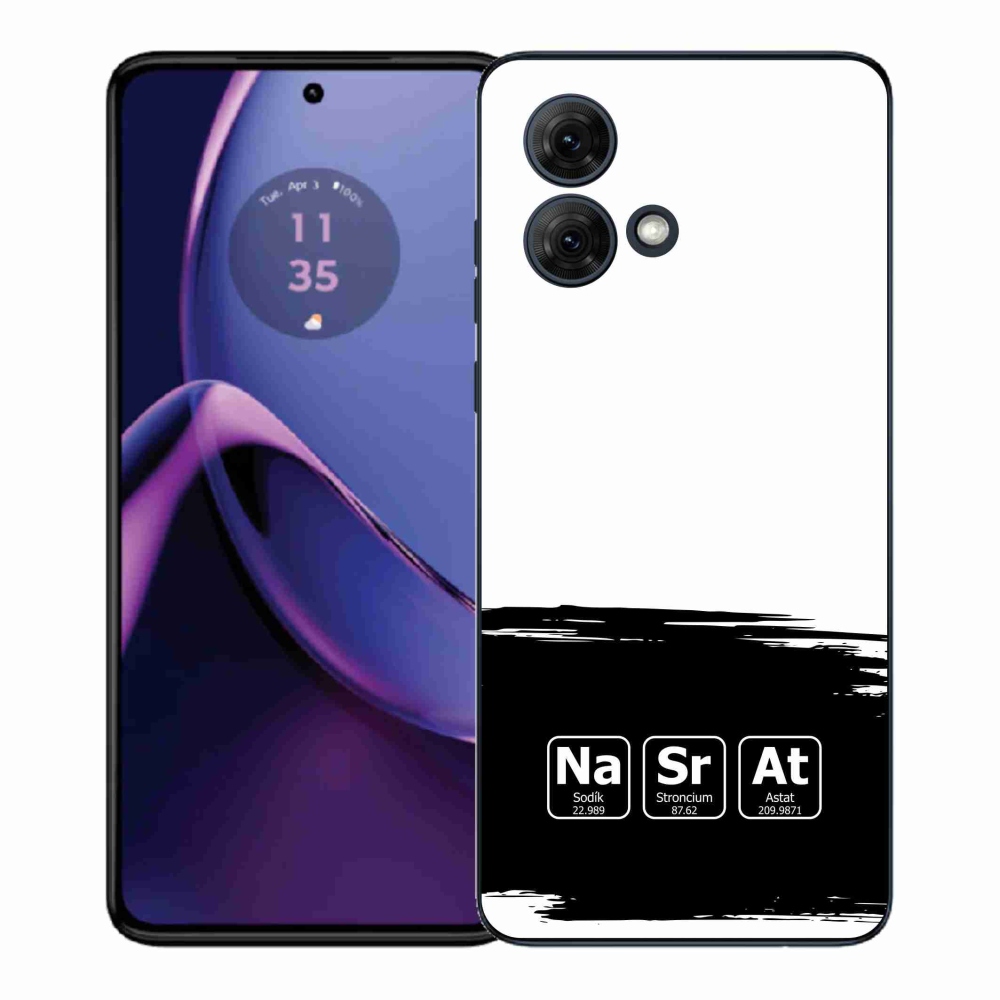 Gélový kryt mmCase na Motorola Moto G84 5G - chemické prvky čiernobiele pozadie