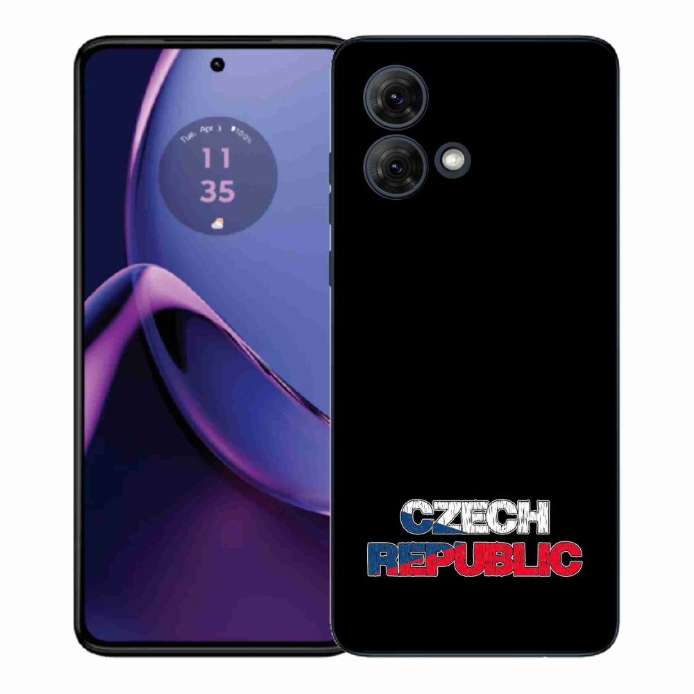 Gélový kryt mmCase na Motorola Moto G84 5G - Czech Republic čierne pozadie