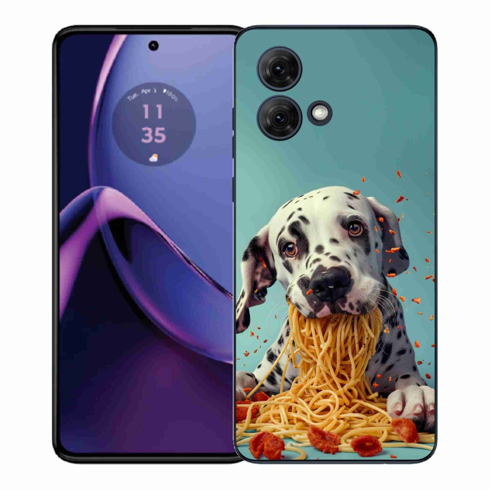 Gélový kryt mmCase na Motorola Moto G84 5G - dalmatín a špagety